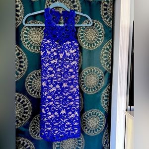 Fitted Blue Cocktail Lace Dress Juniors